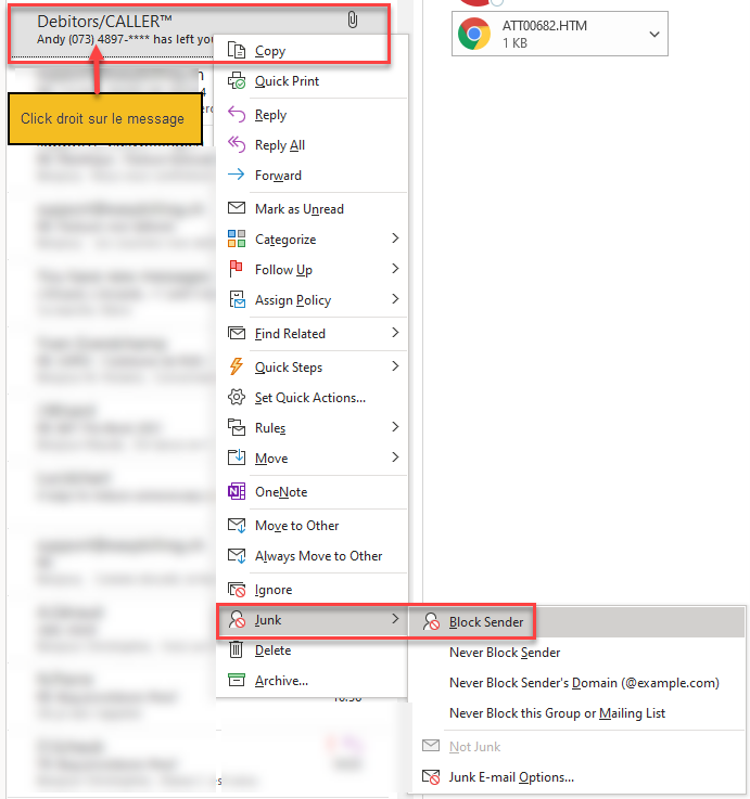 Bloquer un expéditeur douteux